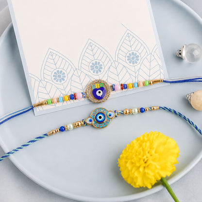 Evil Eye Beads Designer Rakhi Combo Raksha Bandhan (2 Pc)