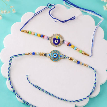 Evil Eye Beads Designer Rakhi Combo Raksha Bandhan (2 Pc)
