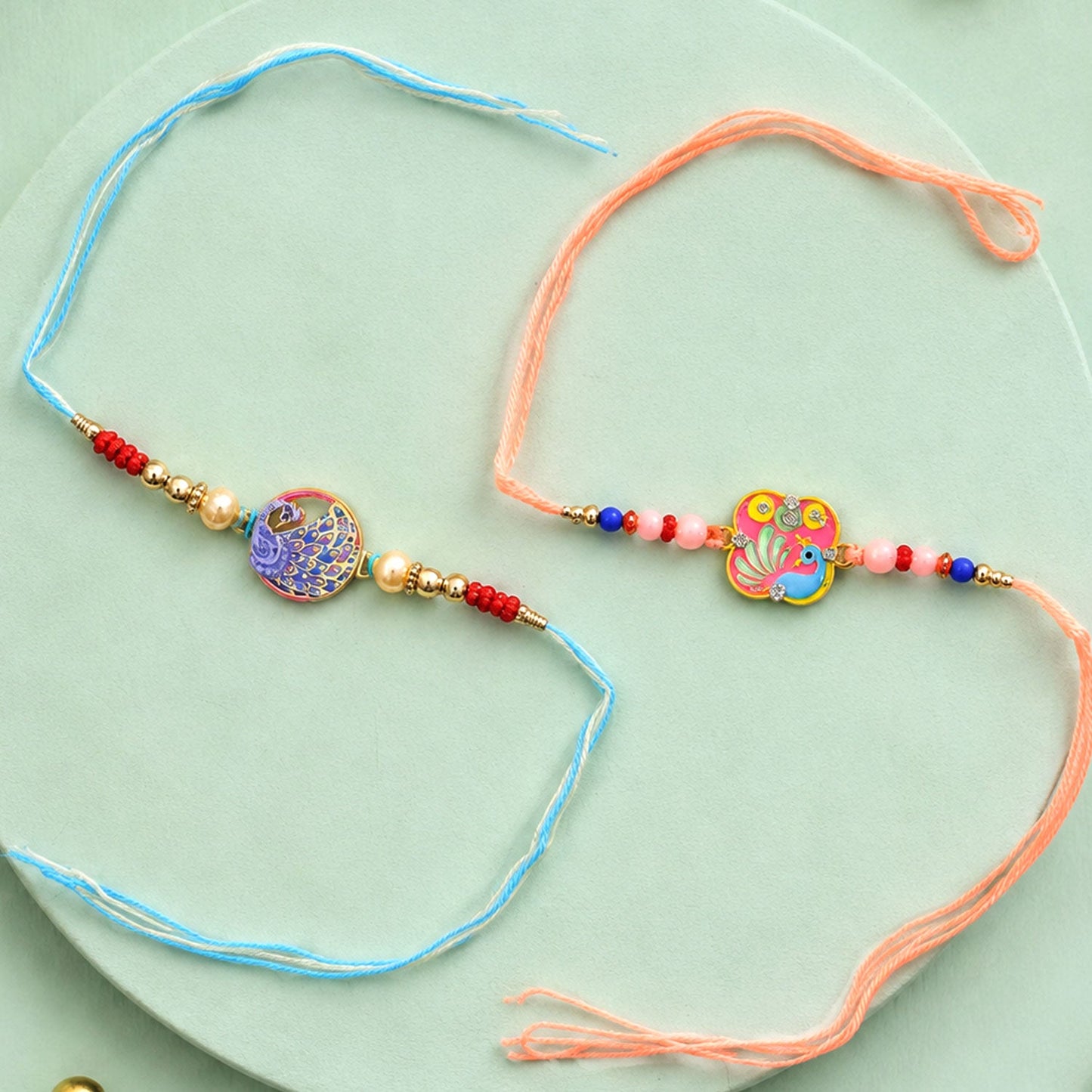 Floral Stone Designer Rakhi Combo Raksha Bandhan Set (2 Pc)