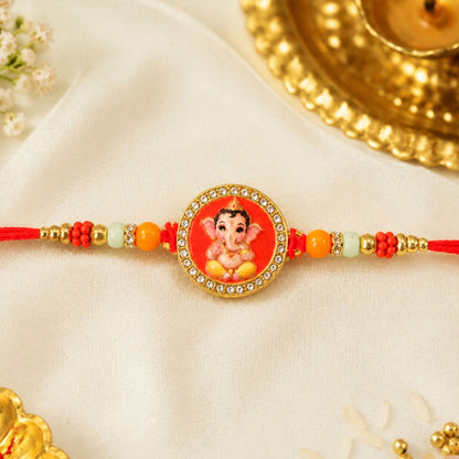 Ganesh Krishna Devotional Rakhi Set Raksha Bandhan (2 Pc)