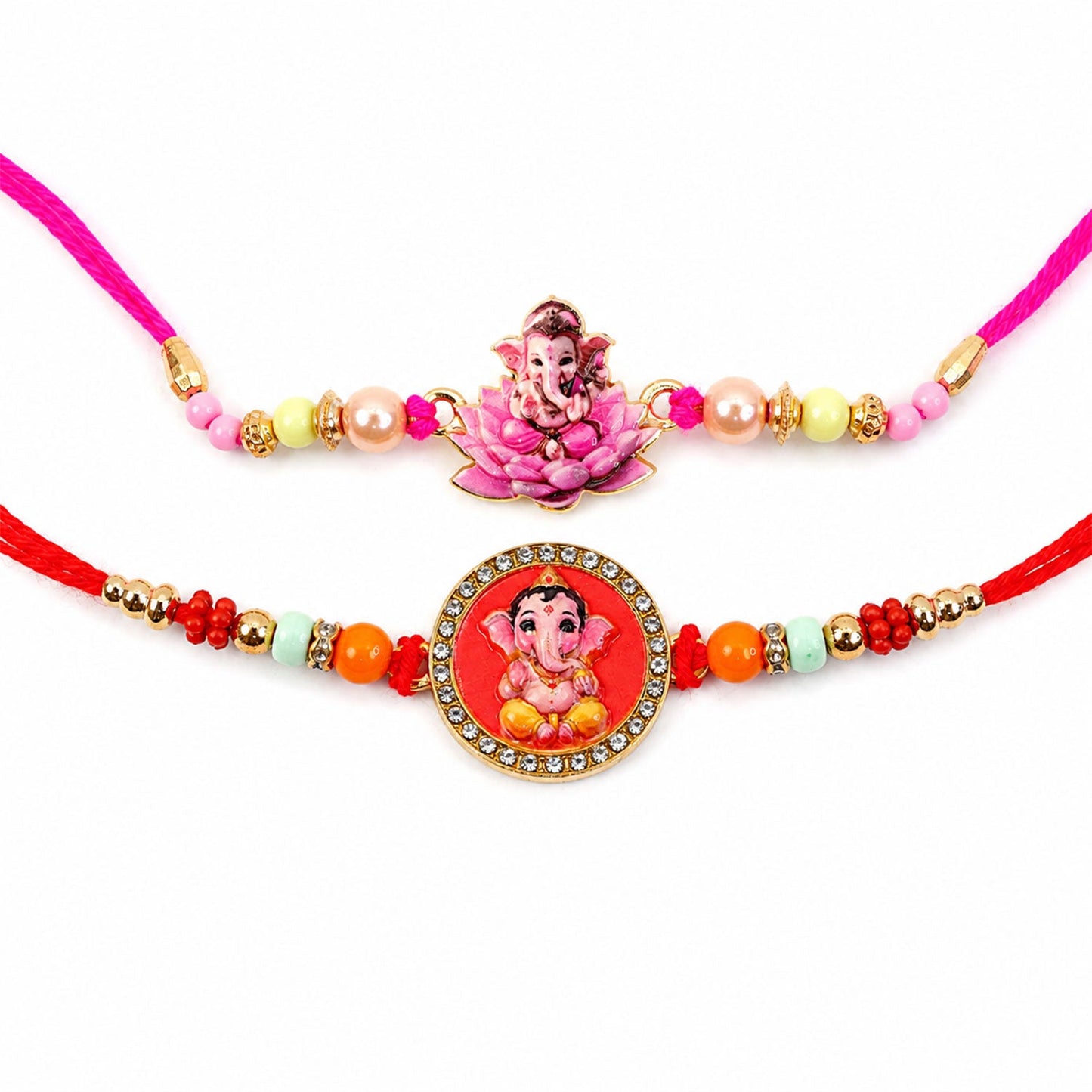 Ganesh Krishna Devotional Rakhi Set Raksha Bandhan (2 Pc)