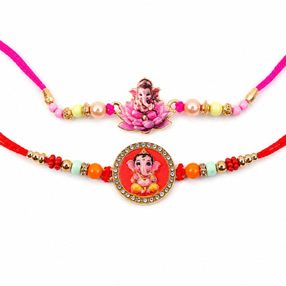 Ganesh Krishna Devotional Rakhi Set Raksha Bandhan (2 Pc)