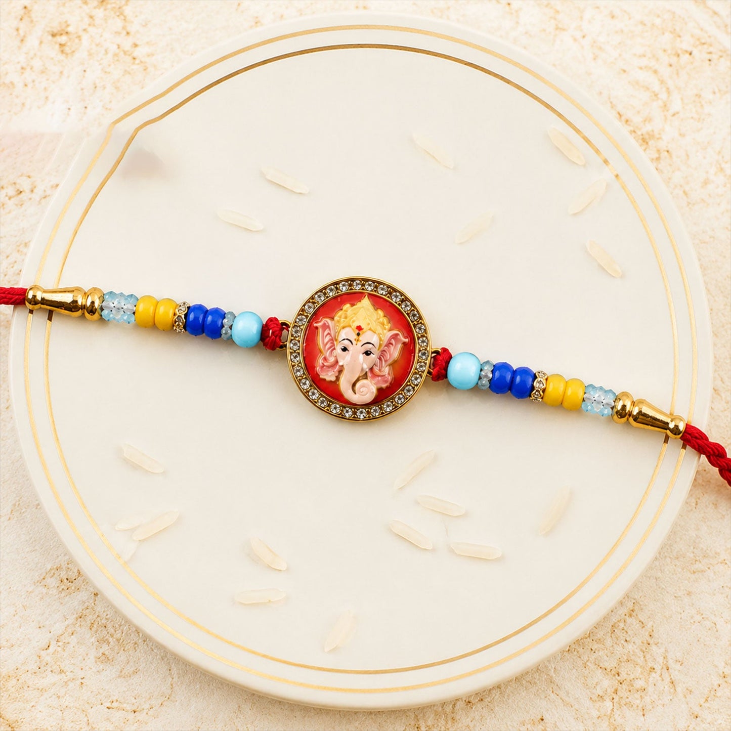 Divine Ganesh Beads Designer Rakhi Combo Raksha Bandhan (2 Pc)
