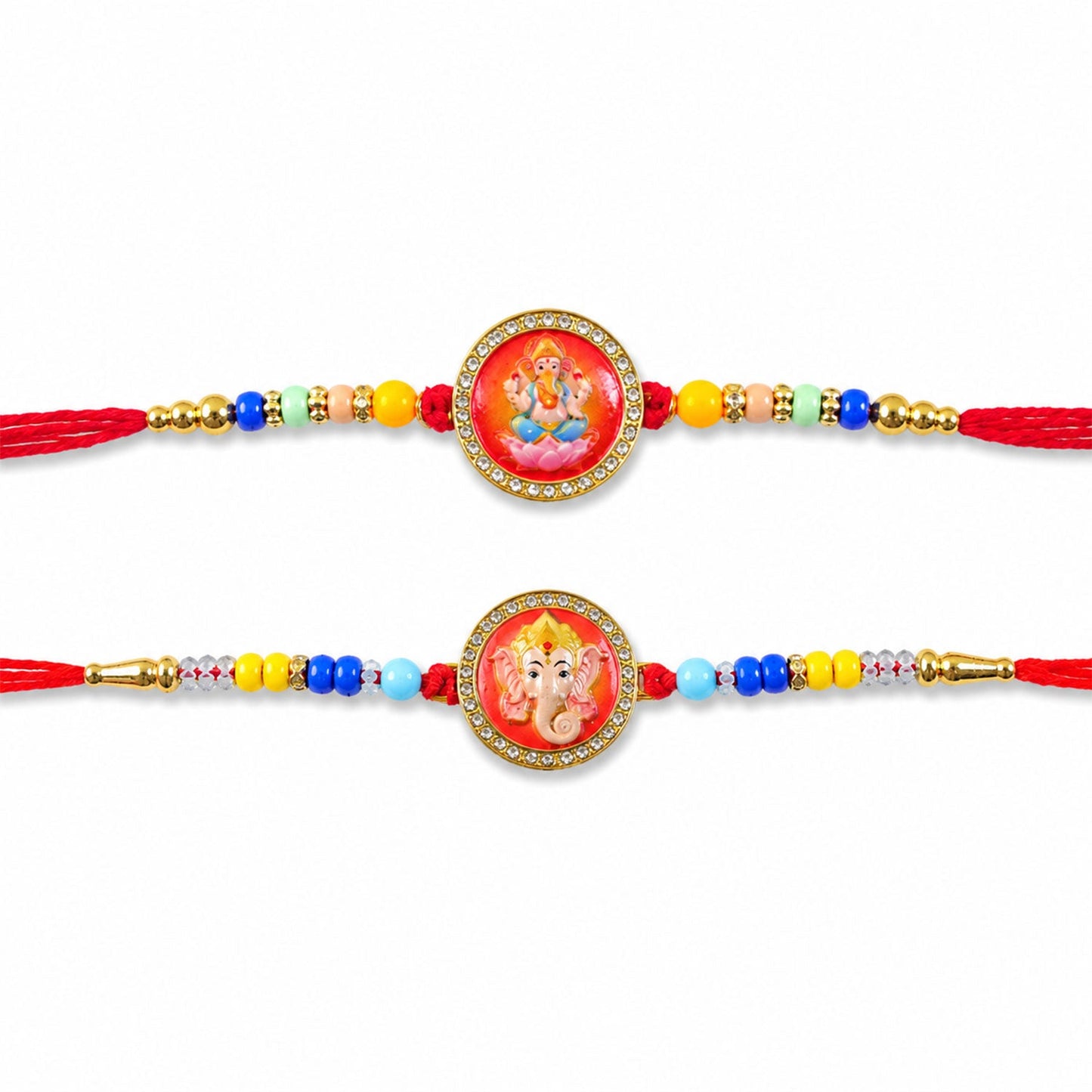 Divine Ganesh Beads Designer Rakhi Combo Raksha Bandhan (2 Pc)