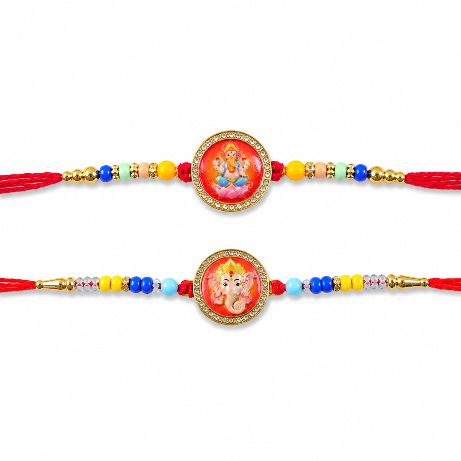 Divine Ganesh Beads Designer Rakhi Combo Raksha Bandhan (2 Pc)