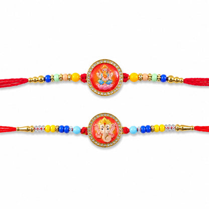 Divine Ganesh Beads Designer Rakhi Combo Raksha Bandhan (2 Pc)