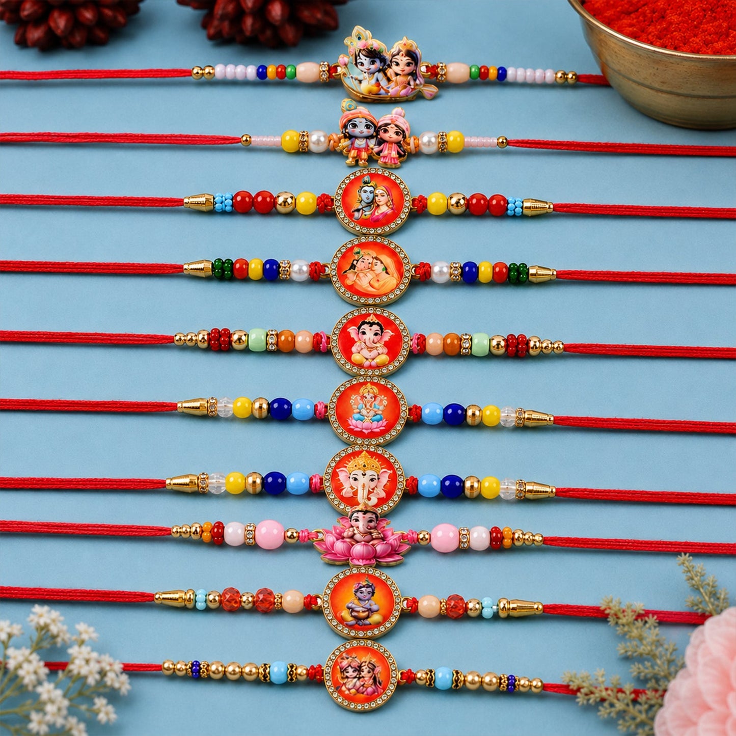 Divine Premium Designer Rakhi Combo Set Raksha Bandhan (10 Pc)