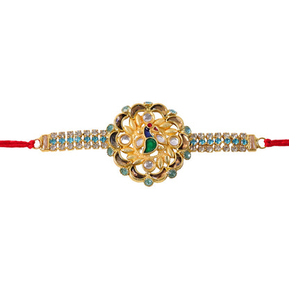 Premium Floral Kundan Rakhi Design for Raksha Bandhan Celebration