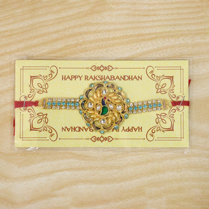 Premium Floral Kundan Rakhi Design for Raksha Bandhan Celebration