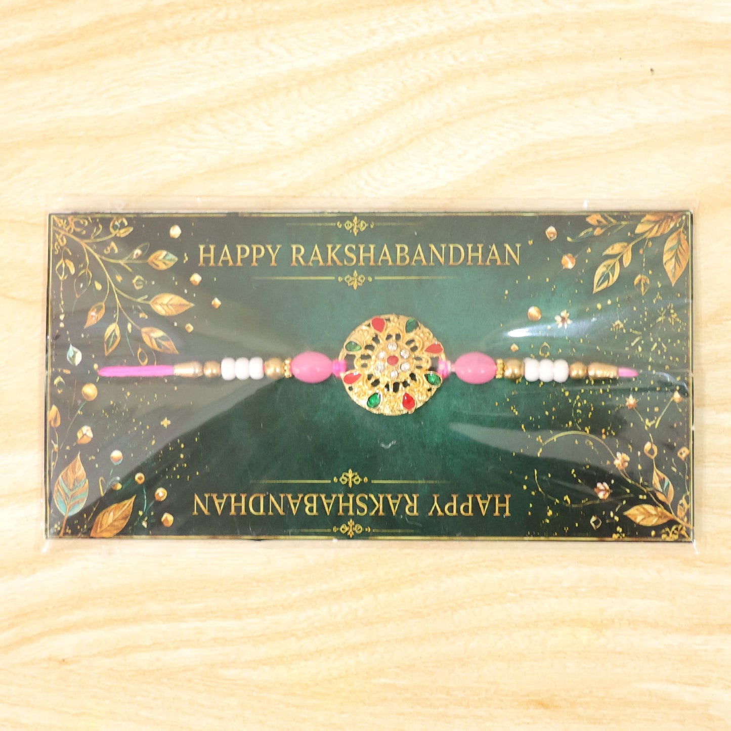 Round Floral Kundan Rakhi with Beads for Raksha Bandhan Special