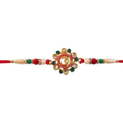 Om Motif Beaded Designer Rakhi for Raksha Bandhan Puja Wear