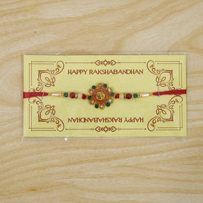 Om Motif Beaded Designer Rakhi for Raksha Bandhan Puja Wear