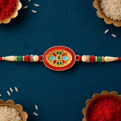 Stylish Pattern Designer Rakhi with Beads for Raksha Bandhan
