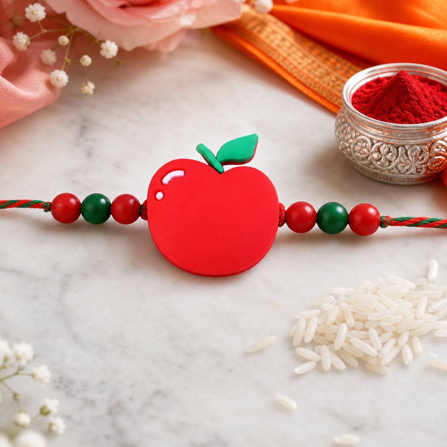 Apple Charm Kids Rakhi with Beads for Raksha Bandhan Special