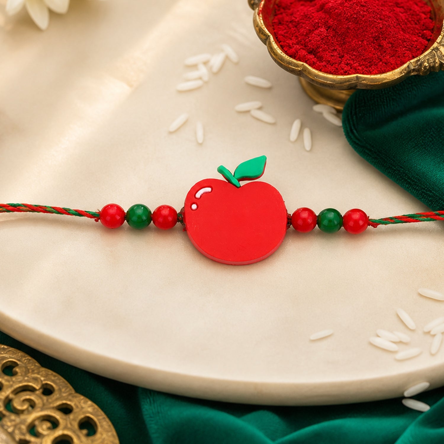 Apple Charm Kids Rakhi with Beads for Raksha Bandhan Special