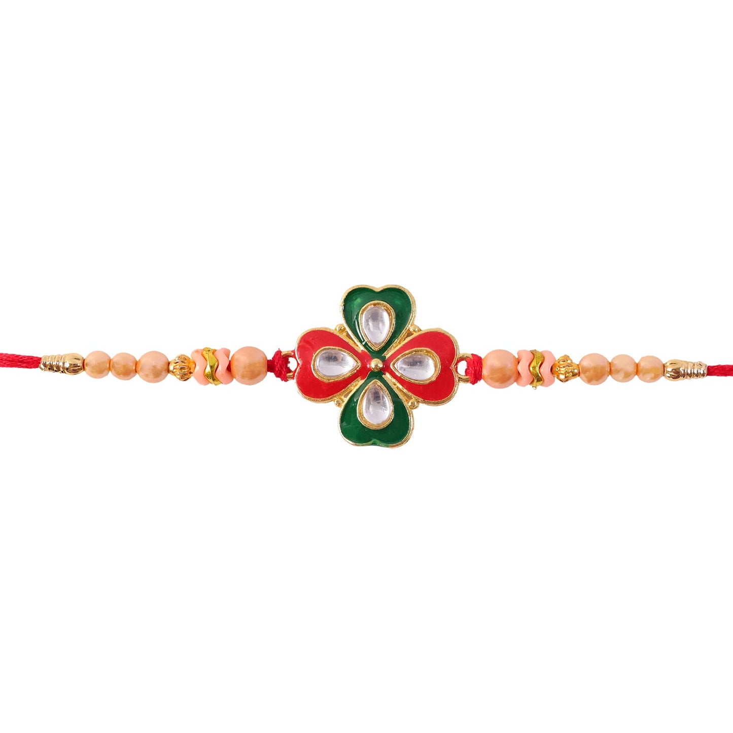 Traditional Floral Designer Rakhi with Kundan Centerpiece