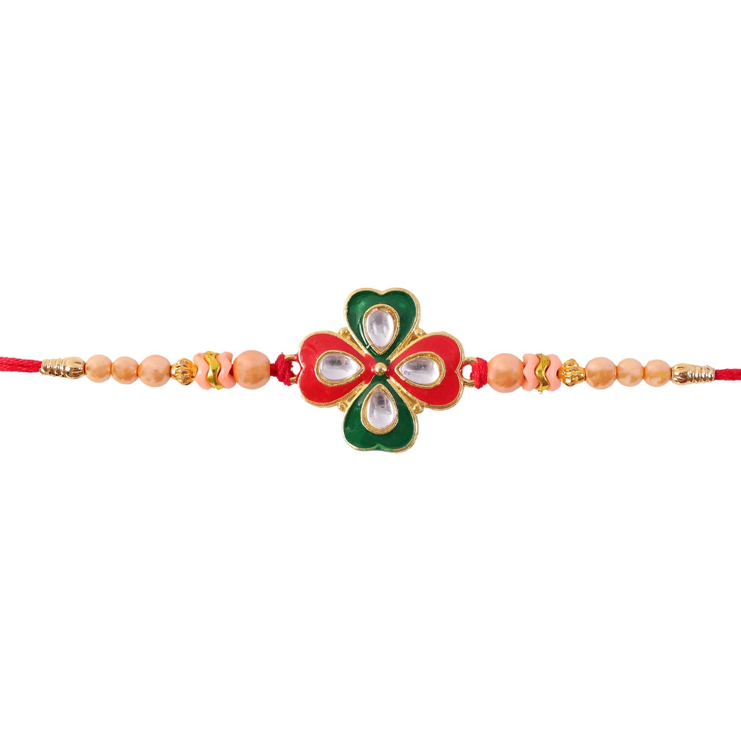 Traditional Floral Designer Rakhi with Kundan Centerpiece