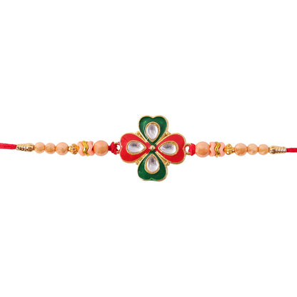 Traditional Floral Designer Rakhi with Kundan Centerpiece
