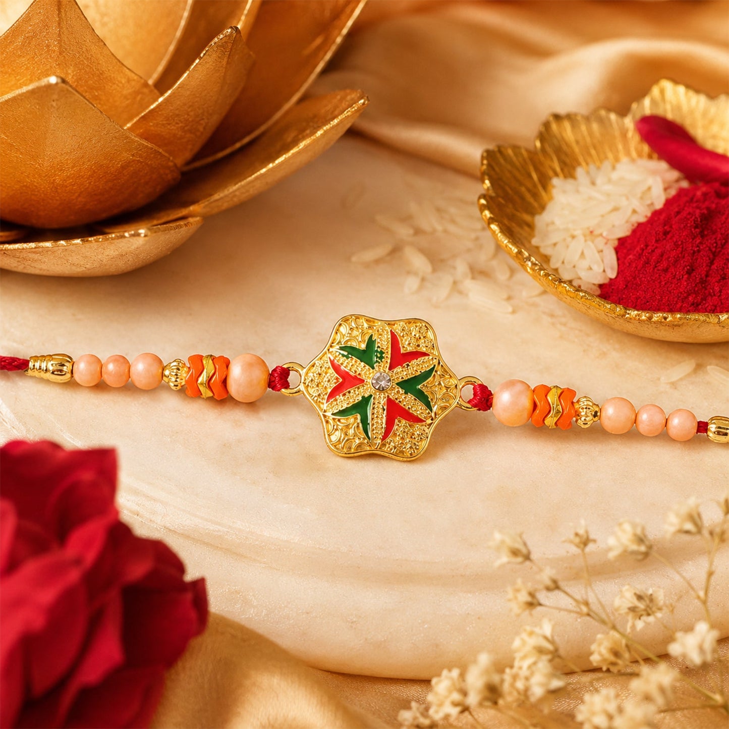 Star Flower Stone Rakhi Bracelet Design for Raksha Bandhan