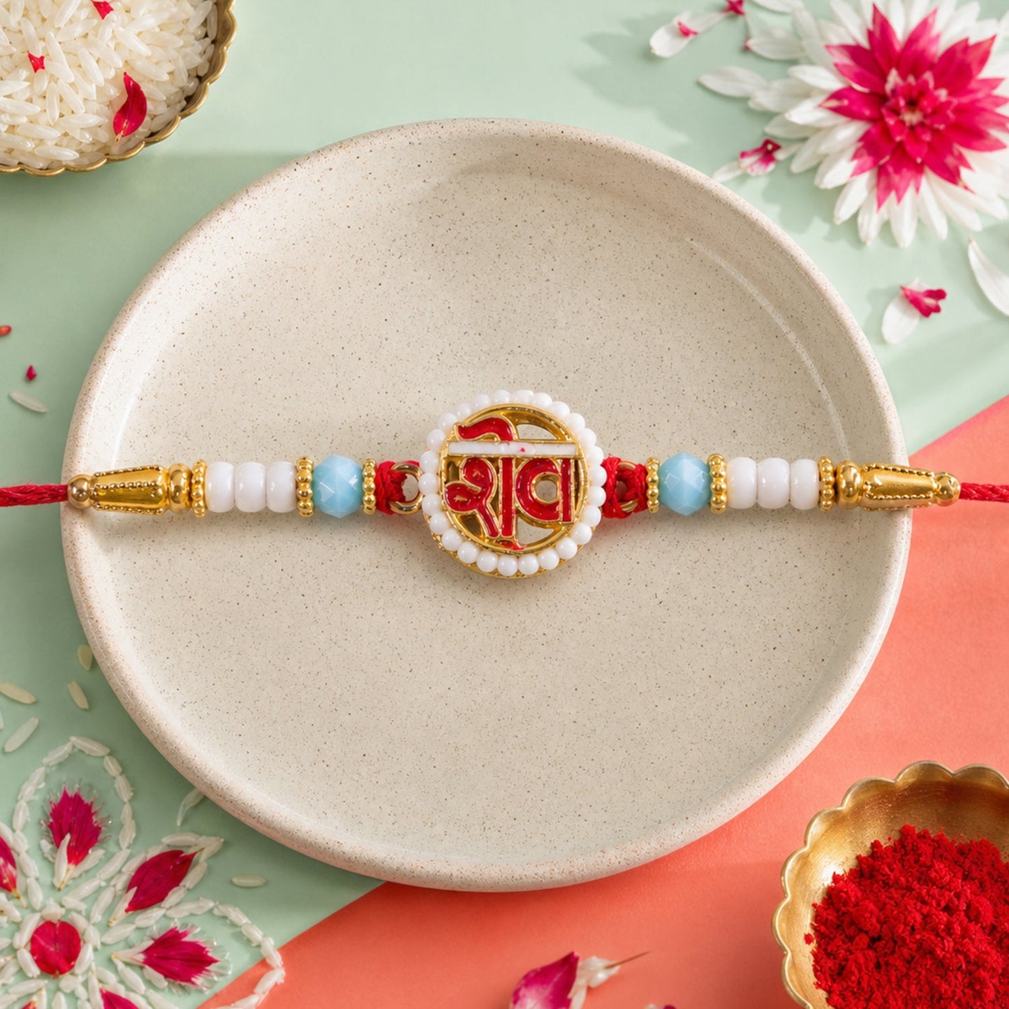 Shiv Motif Pearl Rakhi Bracelet for Raksha Bandhan Special