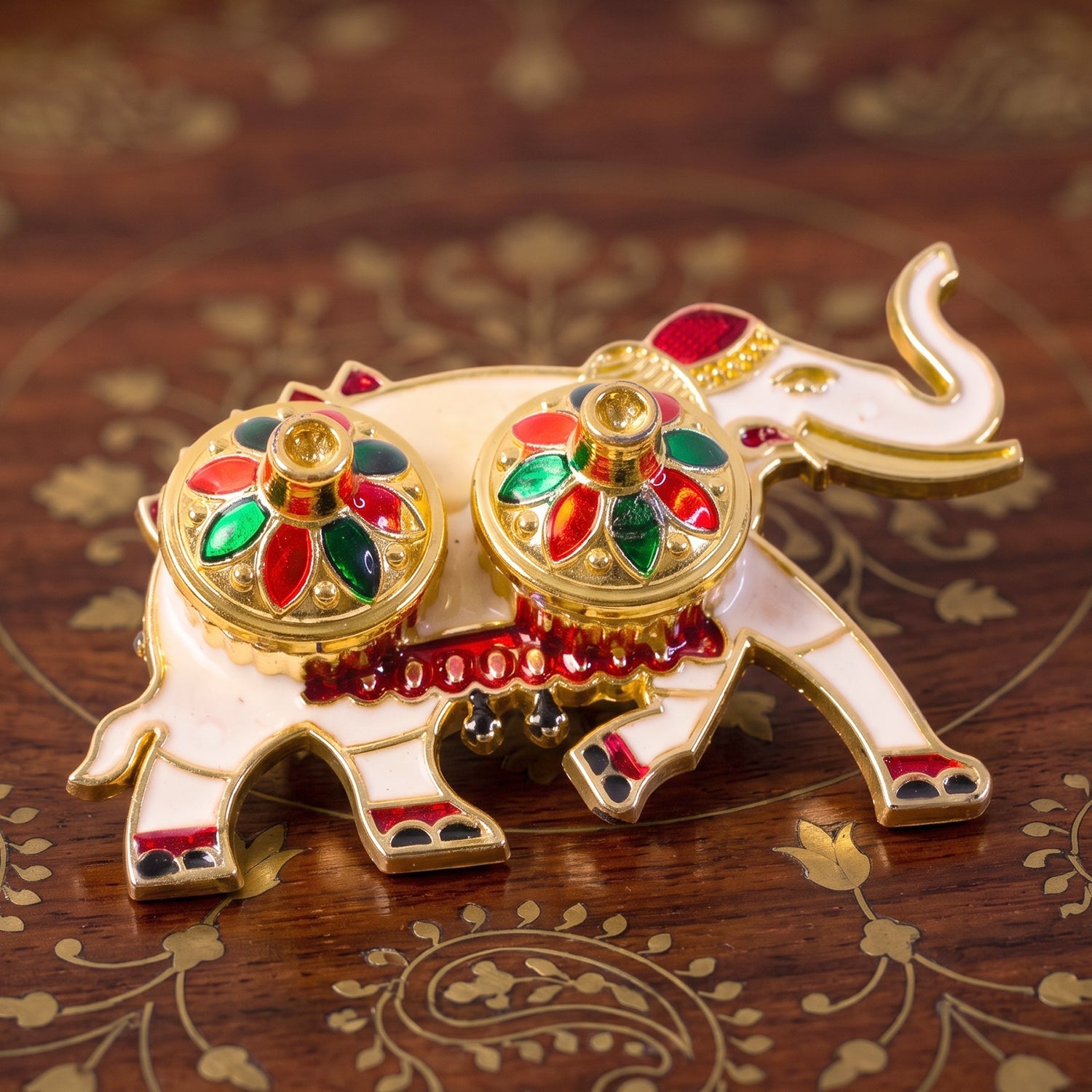 Decorative Elephant Shape Double Kumkum Roli Chawal Dish (1 Pc)