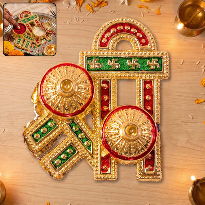 Decorative Shree Shape Double Kumkum Roli Chawal Dish (1 Pc)