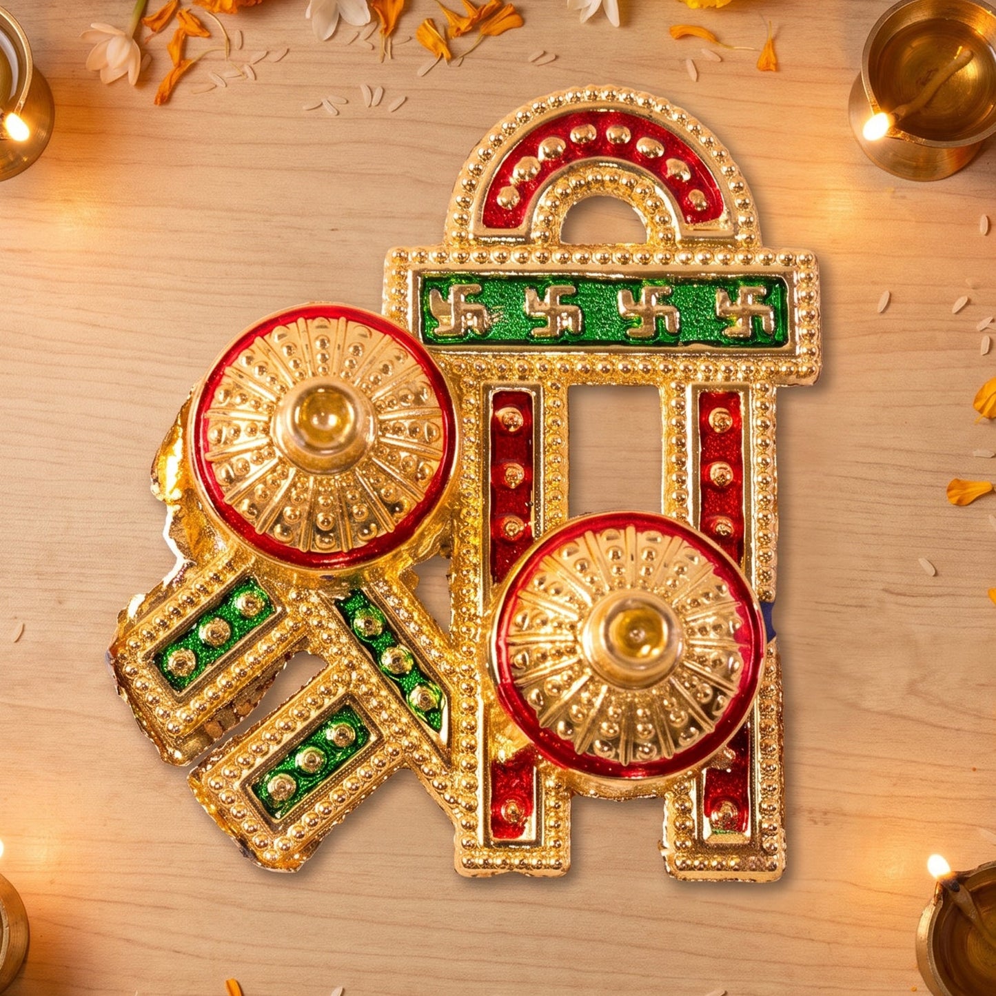 Decorative Shree Shape Double Kumkum Roli Chawal Dish (1 Pc)