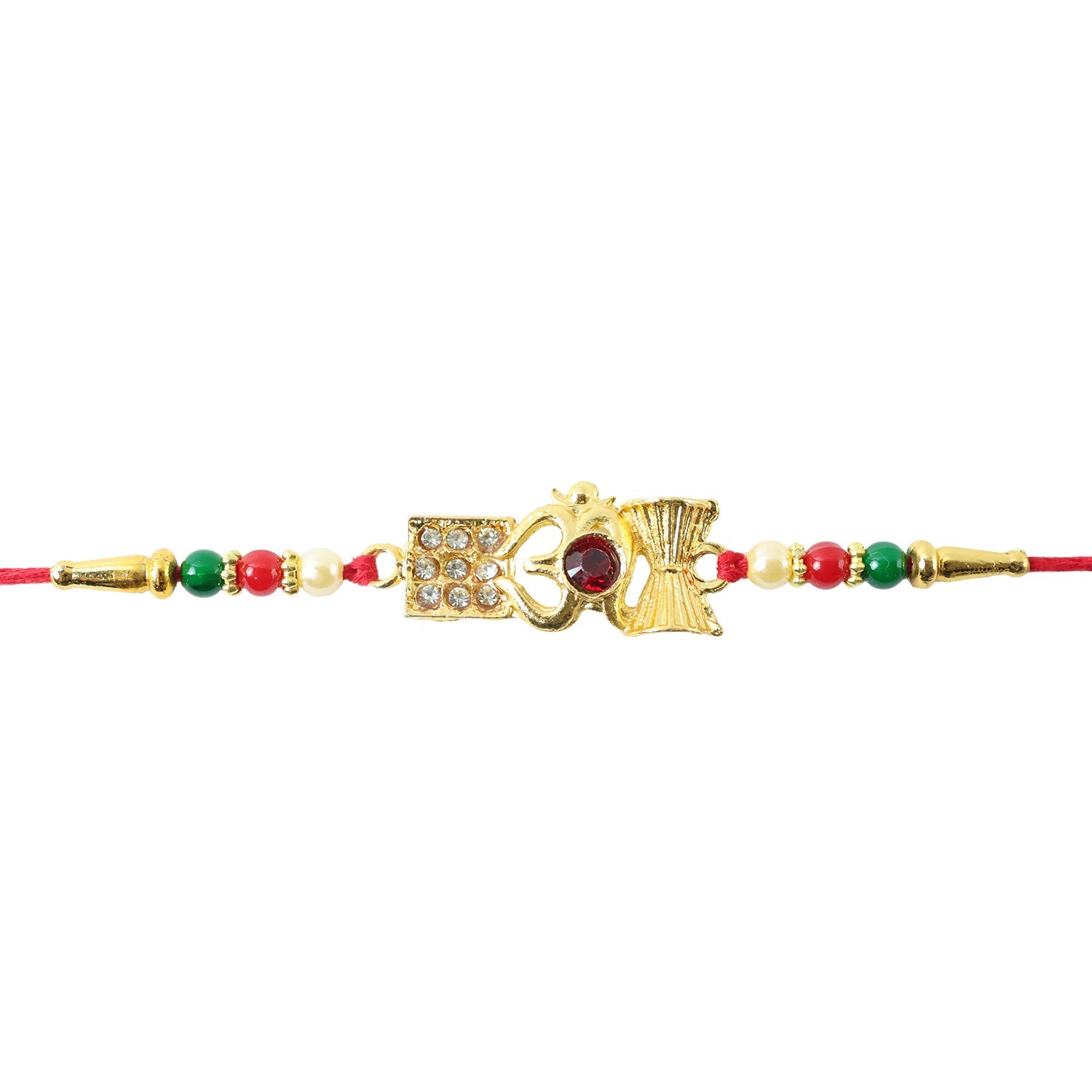 Designer Om Damaru Rakhi with Elegant Stone Pendant