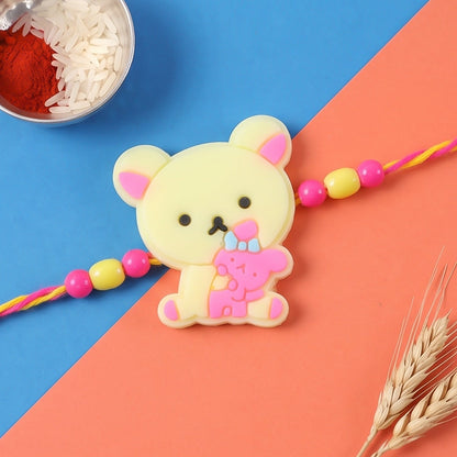 Teddy Character Kids Rakhi with Cute Beaded Festive Look Work