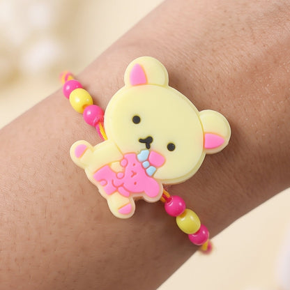 Teddy Character Kids Rakhi with Cute Beaded Festive Look Work