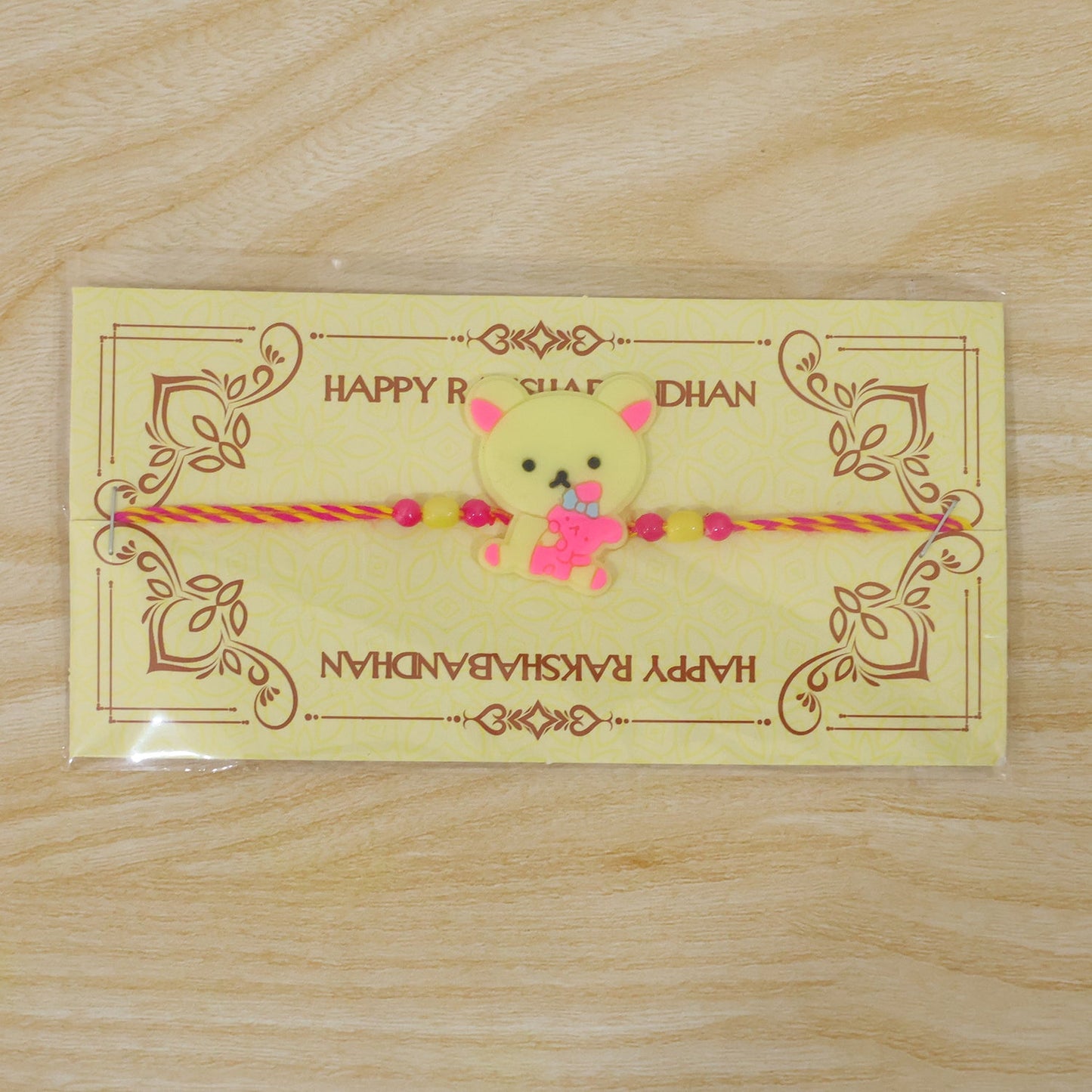 Teddy Character Kids Rakhi with Cute Beaded Festive Look Work