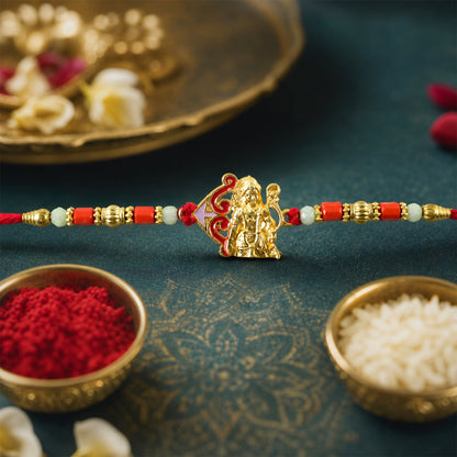 Shree Ram Designer Rakhi with Beaded Traditional Detail Work