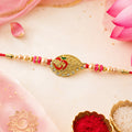 Paisley Om Stone Designer Rakhi with Pearl Beaded Festive Detail