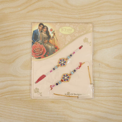 Premium Lumba Bhabhi Rakhi with Floral Beads Festive Pair Set