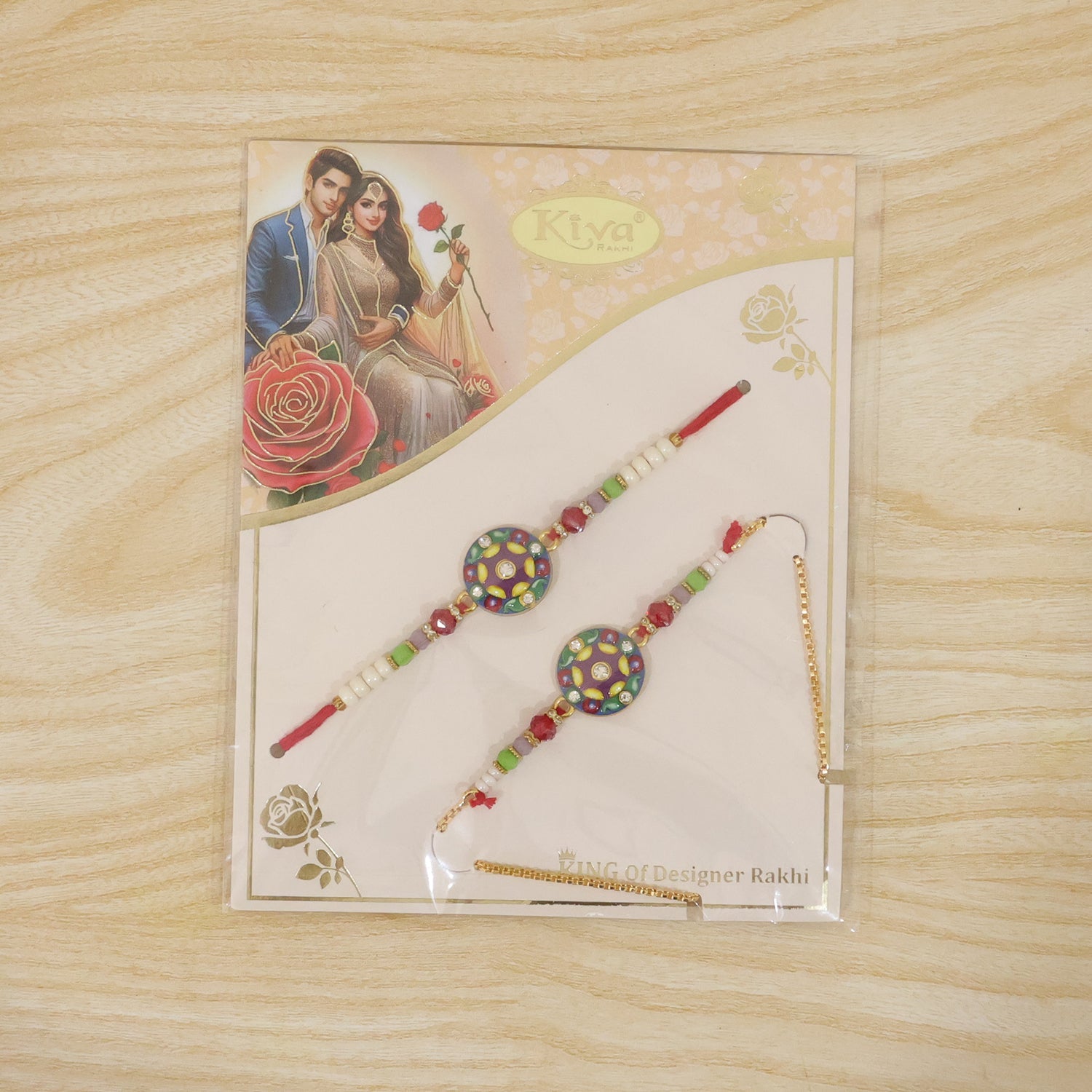 Premium Lumba Bhabhi Rakhi with Round Stone Traditional Pair Set