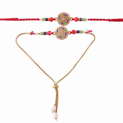 Premium Lumba Bhabhi Rakhi with Stone Beads Designer Pair Set