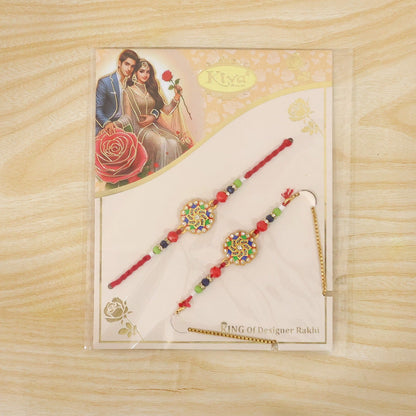 Premium Lumba Bhabhi Rakhi with Stone Beads Designer Pair Set