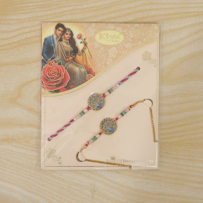 Premium Lumba Bhabhi Rakhi with Peacock Elegant Stone Festive Pair Set