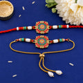 Premium Lumba Bhabhi Rakhi with Round Beads Traditional Pair Set