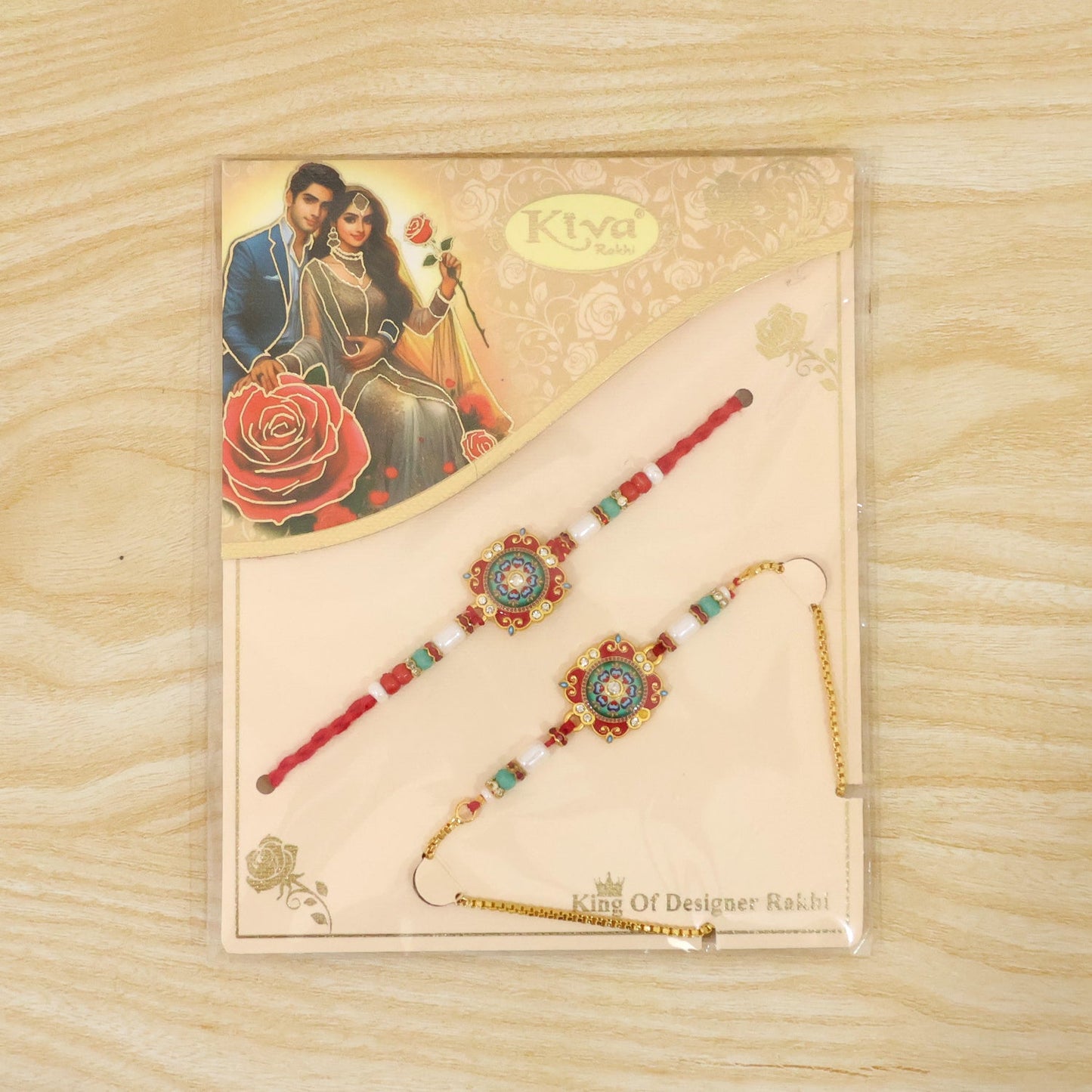 Premium Lumba Bhabhi Rakhi with Round Beads Traditional Pair Set