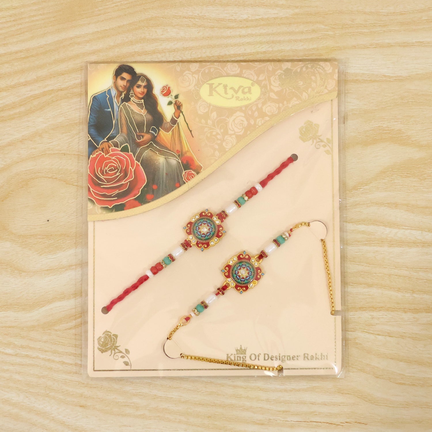 Premium Lumba Bhabhi Rakhi with Round Beads Traditional Pair Set