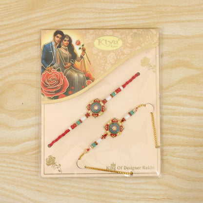 Premium Lumba Bhabhi Rakhi with Round Beads Traditional Pair Set