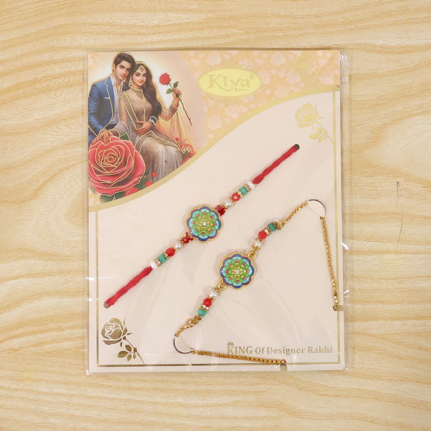 Premium Lumba Bhabhi Rakhi with Floral Stone Designer Pair Set
