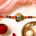 Peacock Stone Kundan Beaded Rakhi for Brother
