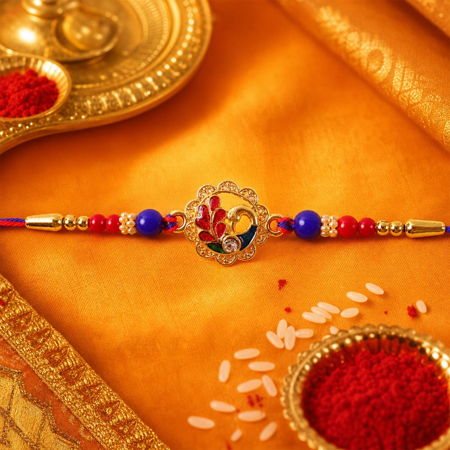 Premium AD Stone Studded Designer Rakhi for Brother | Fancy Diamond Look Rakhi