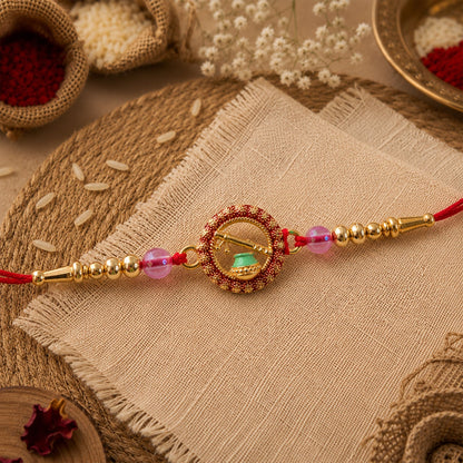 Sacred Rudraksha Rakhi with Golden Beads for Brother | Traditional Om Rakhi