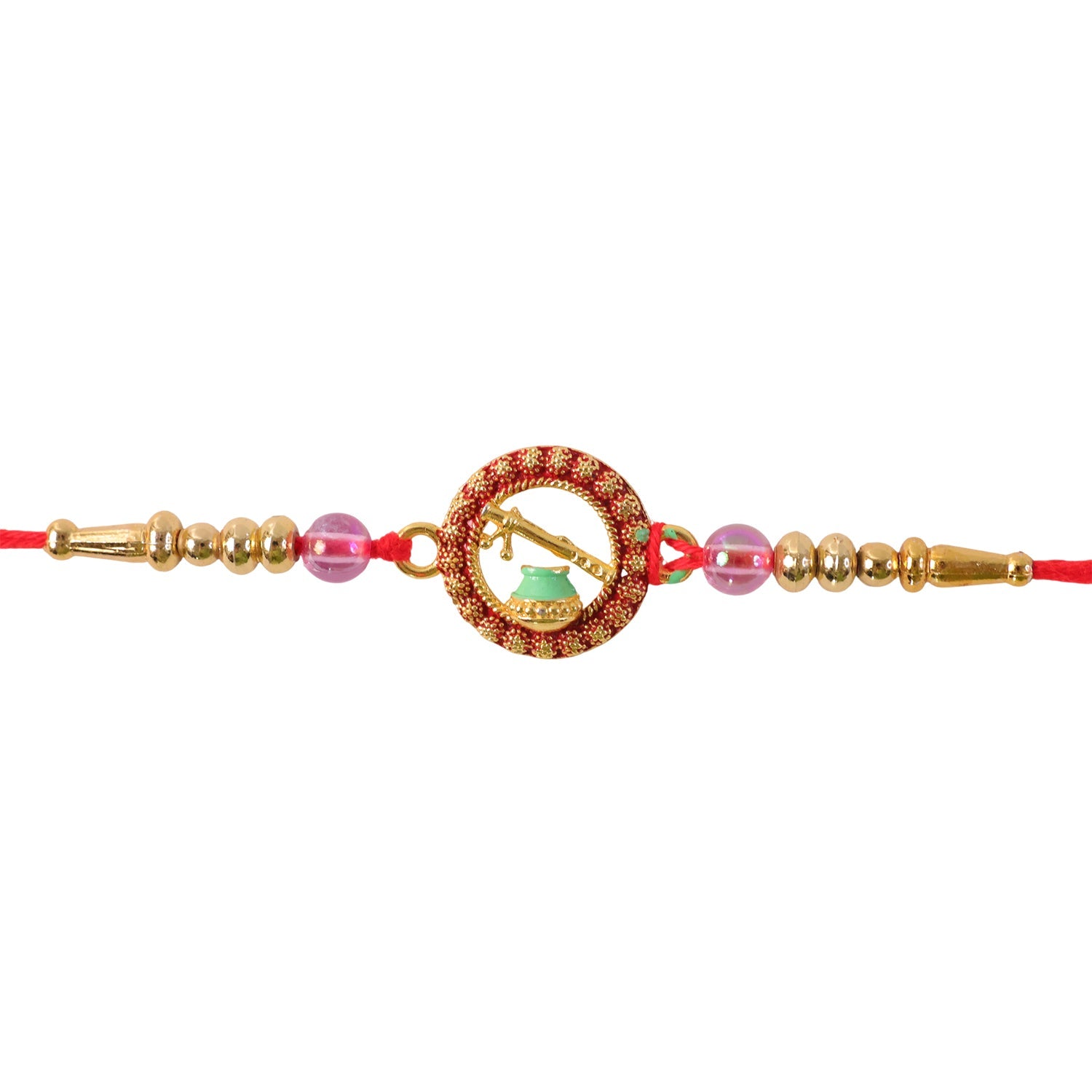 Sacred Rudraksha Rakhi with Golden Beads for Brother | Traditional Om Rakhi