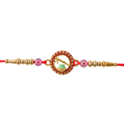 Sacred Rudraksha Rakhi with Golden Beads for Brother | Traditional Om Rakhi