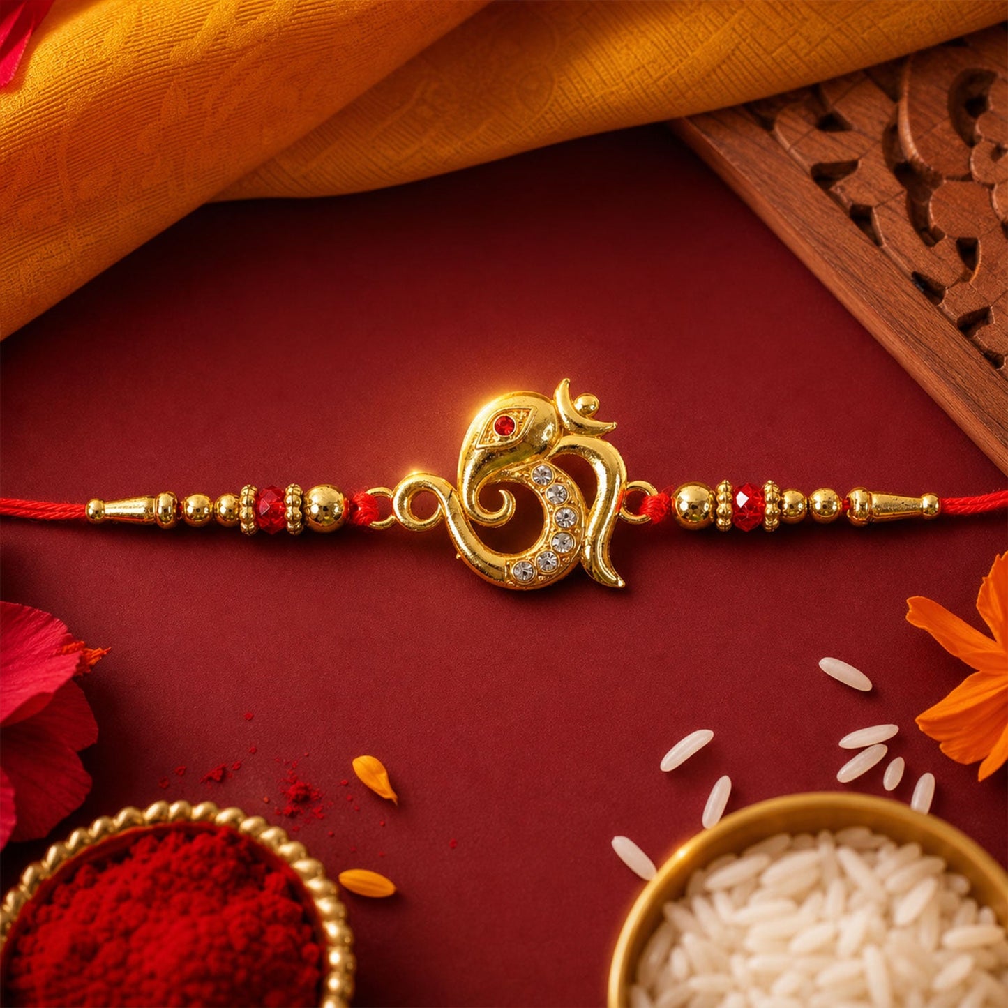 Elegant Kundan Stone Floral Rakhi for Brother | Premium Designer Rakhi