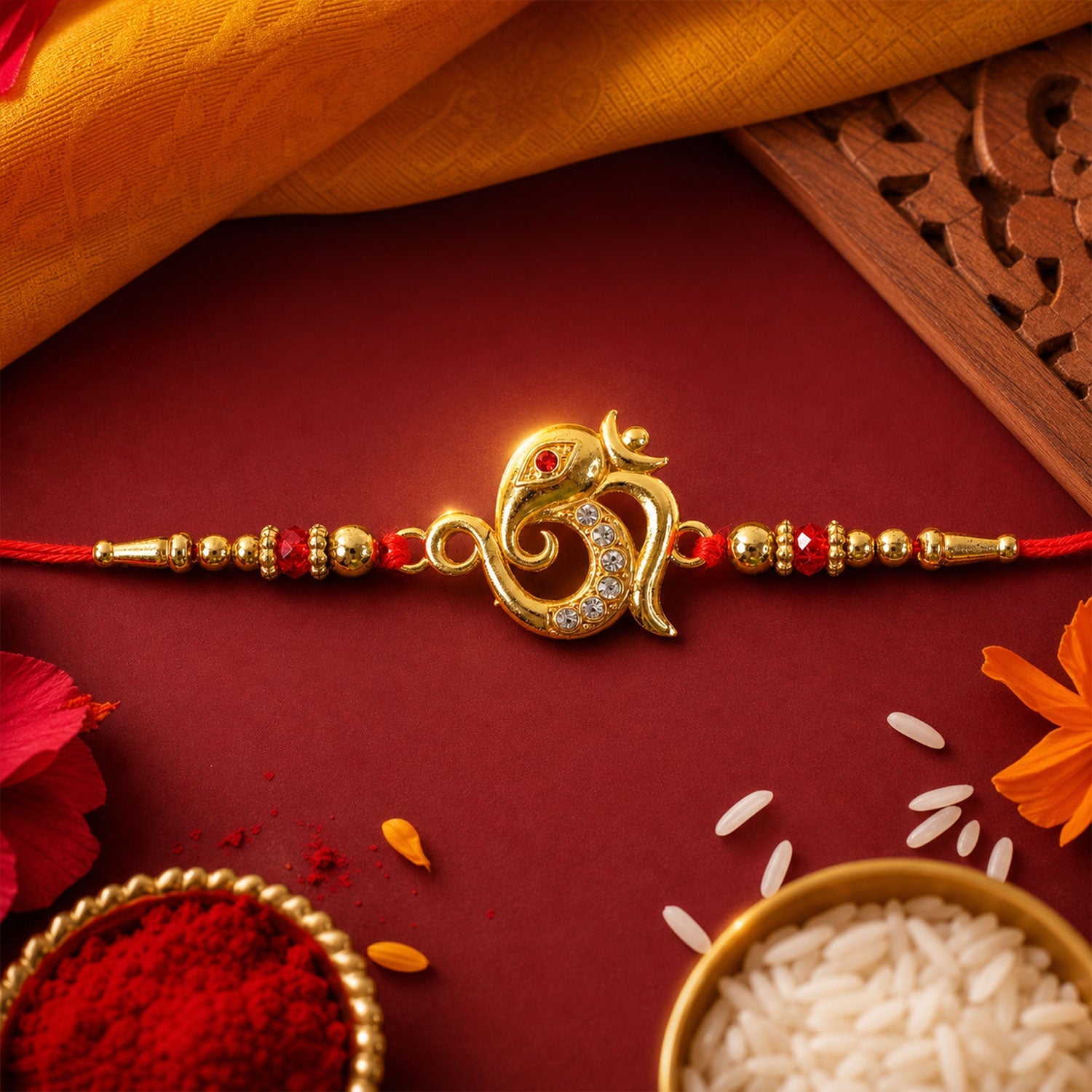 Elegant Kundan Stone Floral Rakhi for Brother | Premium Designer Rakhi